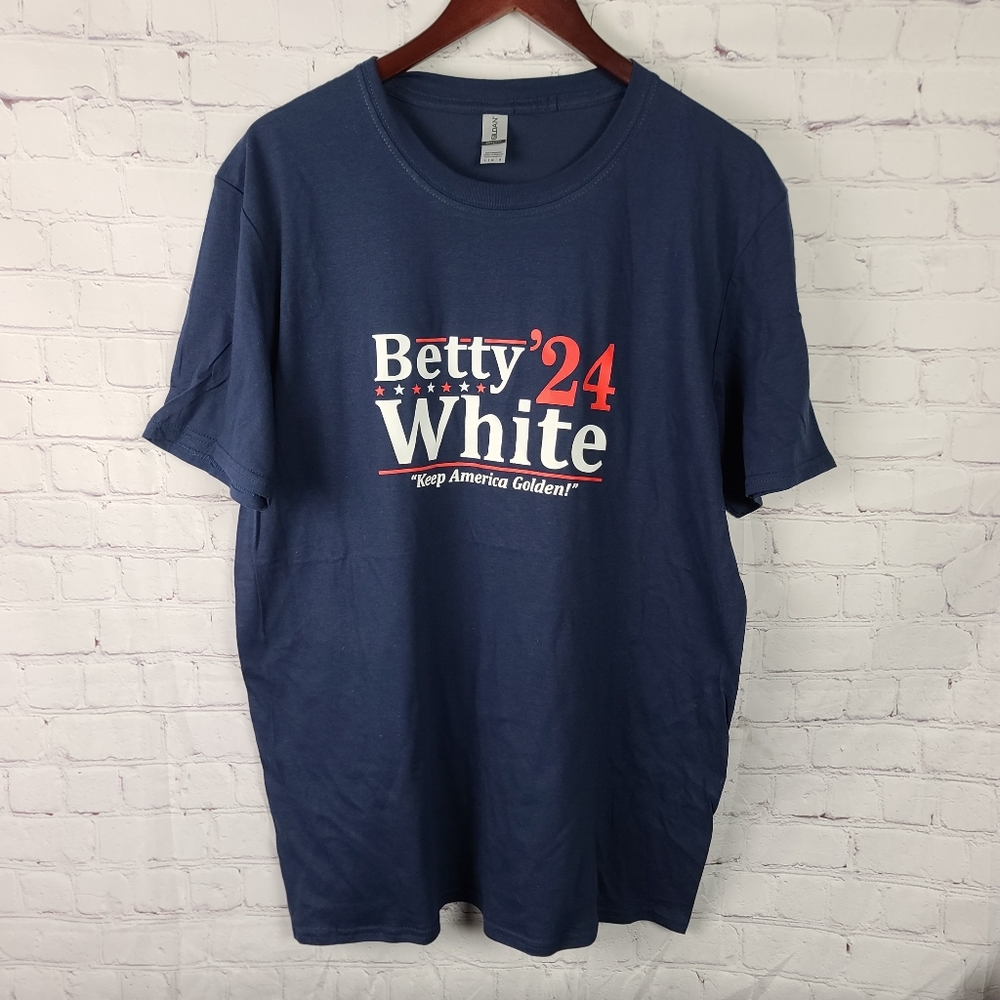 Betty White President 2024 Blue short sleeved T-shirt L